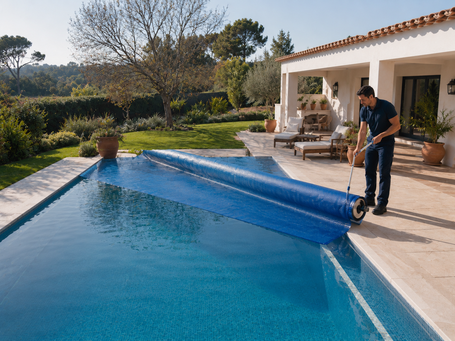 Preparação de uma piscina para a abertura de época